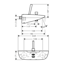 Baterie cadă-duș Hansgrohe, PuraVida, mâner joystick, alb/crom